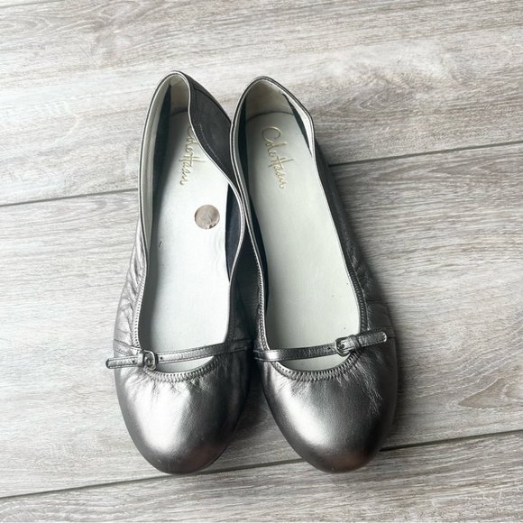 Cole Haan Shoes - Cole Haan Metallic Silver Leather Soft Ballet Flats